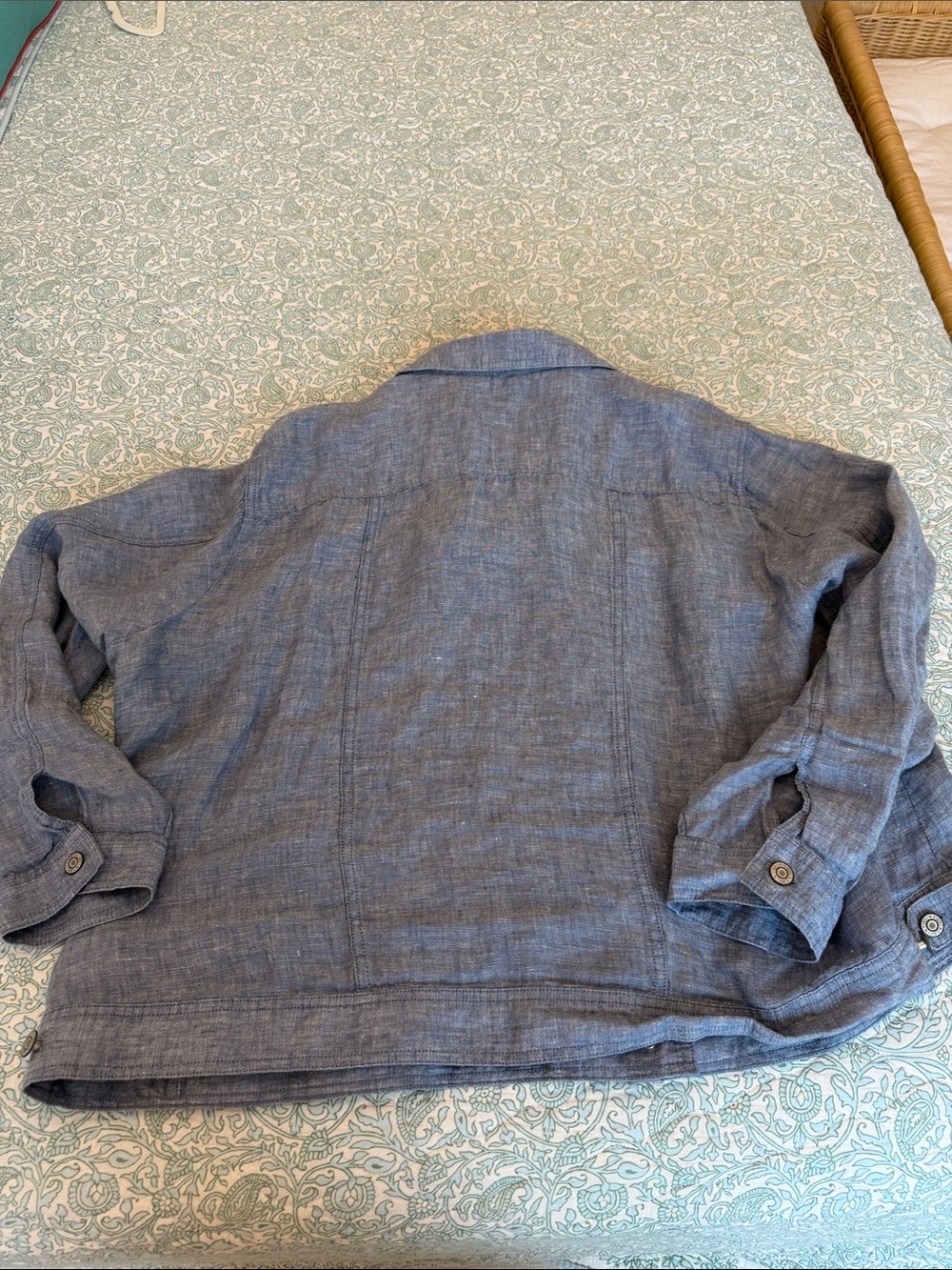JNY Jones New York 100% Linen Light Blue Jean Style Jacket Plus Size 3x - Picture 11 of 13